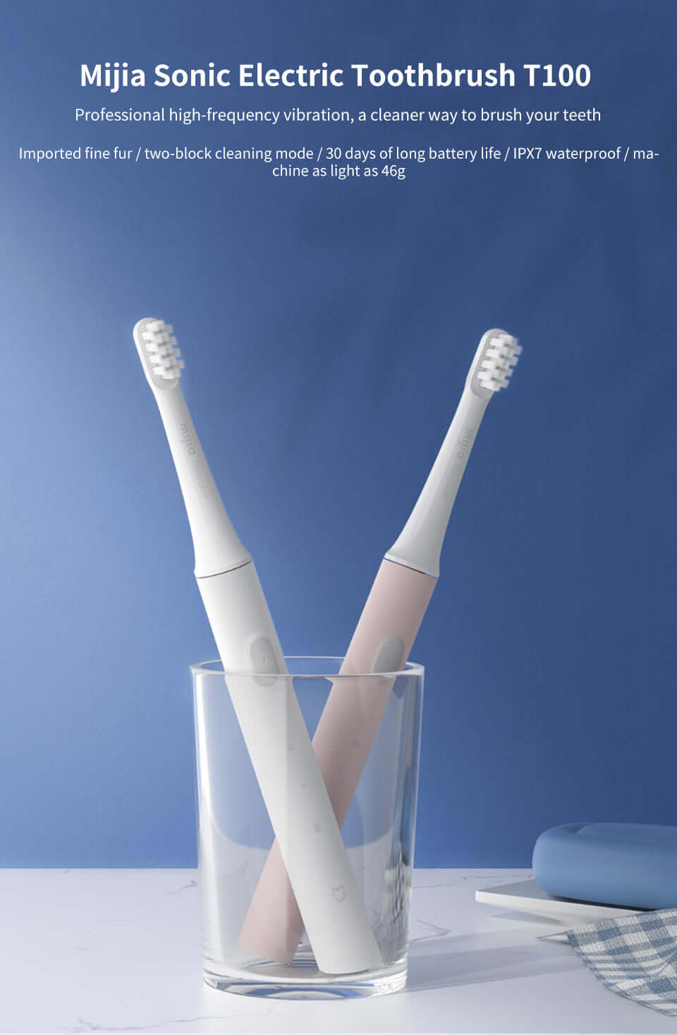 Elektrische Schallzahnbürste - Wasserdicht &amp; USB-Ladestation