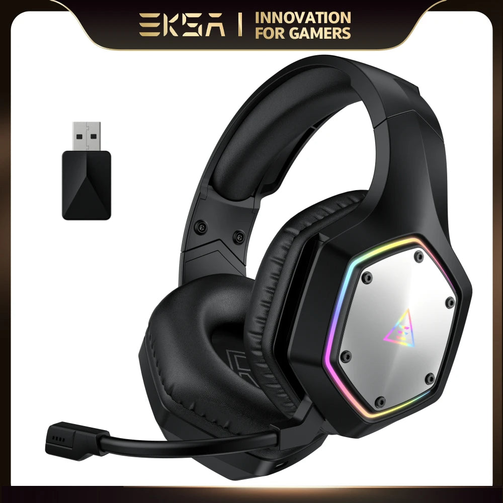 Hochwertiges kabelloses 2,4 GHz Kopfhörer E1000 WT: Surround Gaming-Headset, Mikrofon, geringe Latenz, für PC/PS4/PS5/Xbox | Kompatibel mit MacBook, Laptop, iPhone, Android, Samsung