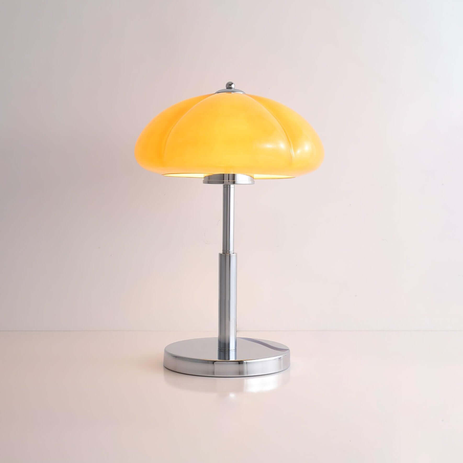 Pilz Design Tischlampe Glas Bernstein