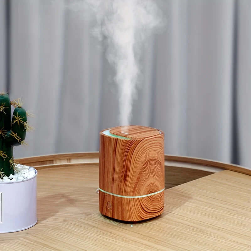 Holzoptik Luftbefeuchter - Ultraschall, LED, Aromadiffuser