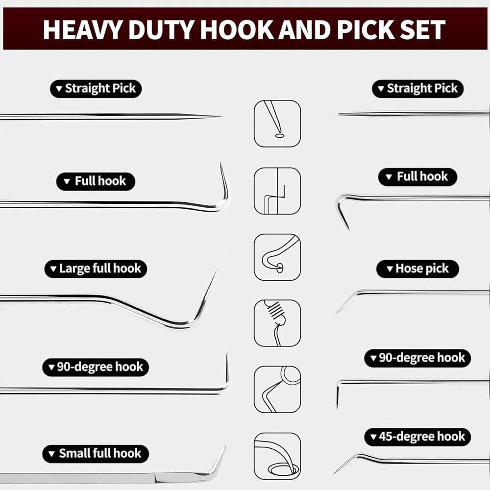 Extra langes Pick- und Hook-Set mit Soft Grip für O-Ring Entfernen 10 Teile
