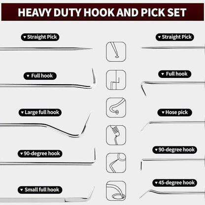 Extra langes Pick- und Hook-Set mit Soft Grip für O-Ring Entfernen 10 Teile