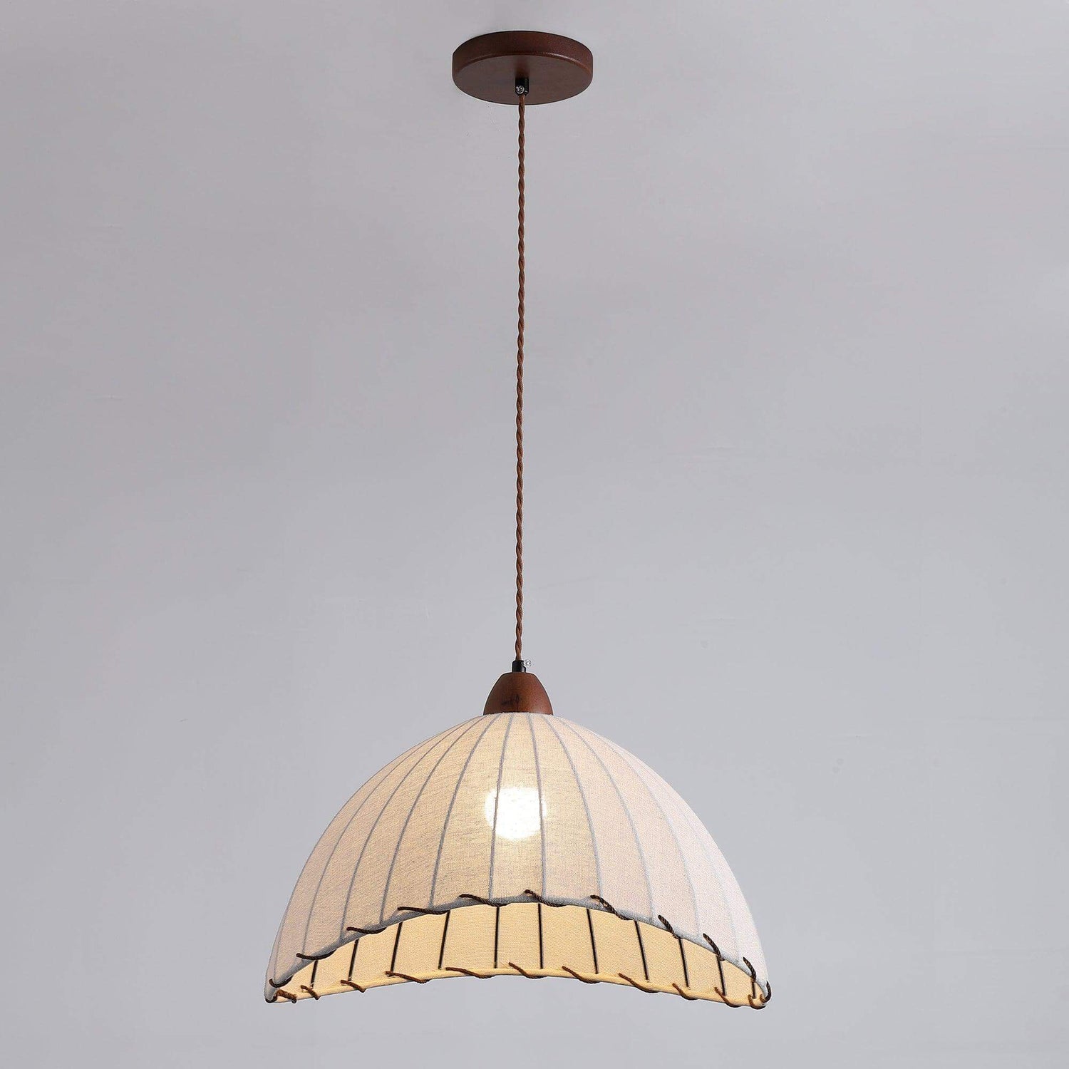 Holz &amp; Stoff Hängeleuchte