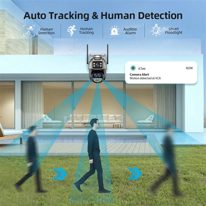 Guudgo 4K 8MP WiFi Außen Sicherheitskamera, 5X Zoom, Nachtsicht, Bewegungserkennung, 2-Wege Audio, IP66 wasserdicht, drahtlose PTZ Überwachung