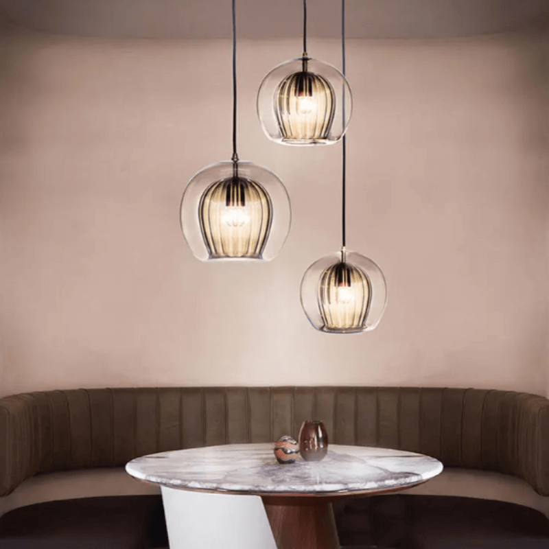 Moderne Hängeleuchte, Aluminium &amp; Glas, LumaLite