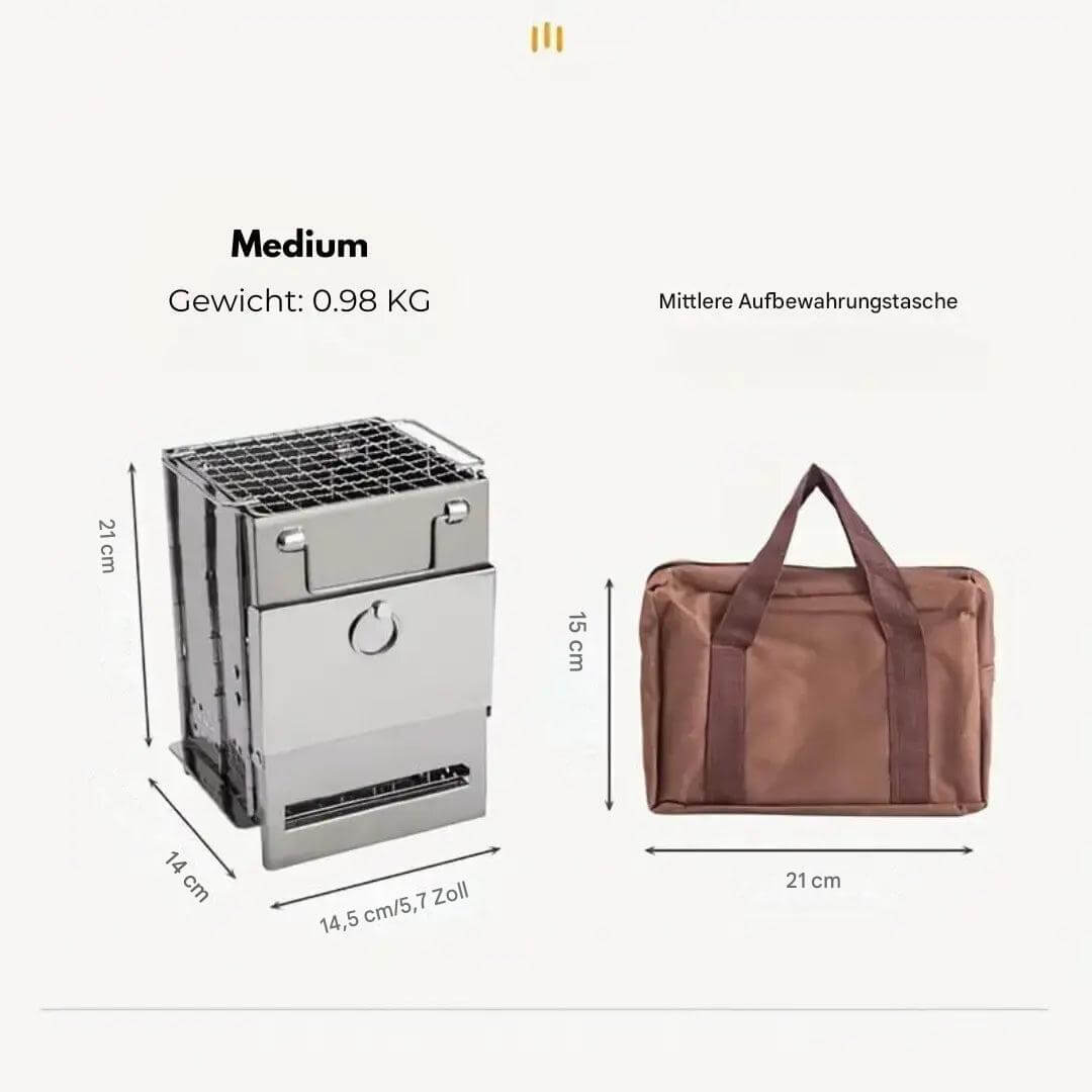 Faltbarer Campingkocher Holzofen Edelstahl