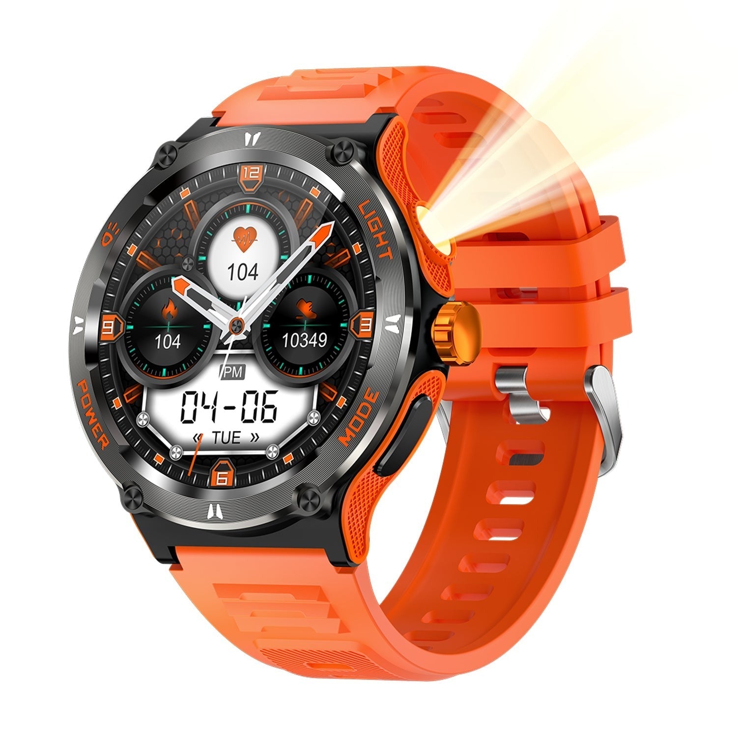 Zelara Smartwatch mit Taschenlampe Herzfrequenz Blutdruck Kompass 100+ Sportmodi