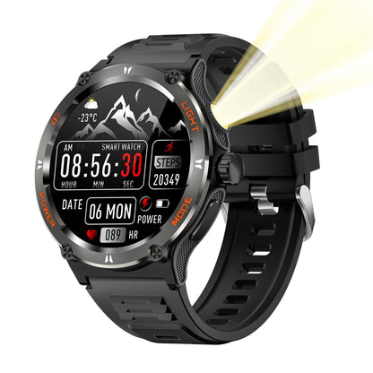 Zelara Smartwatch mit Taschenlampe Herzfrequenz Blutdruck Kompass 100+ Sportmodi