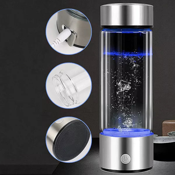 Tragbare Wasserstoff-Wasserflasche aus Edelstahl, 3-Minuten Anreicherung, Gesund &amp; Energiespendend