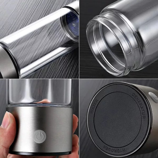 Tragbare Wasserstoff-Wasserflasche aus Edelstahl, 3-Minuten Anreicherung, Gesund &amp; Energiespendend