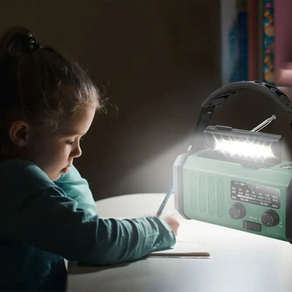 Solar-Notfunkradio mit Powerbank – Handkurbel &amp; LED-Taschenlampe für Camping und Outdoor-Nutzung