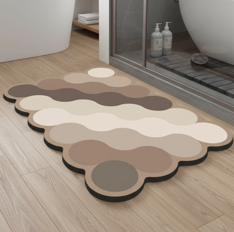 Luxus Diatomit Badezimmermatte Beige | Rutschfeste Duschmatte