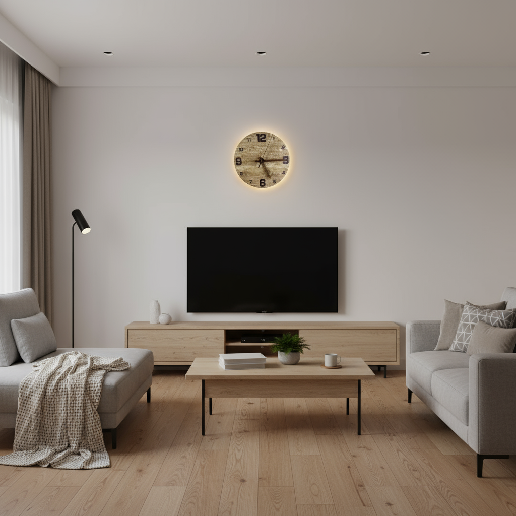 Secunda | Moderne Marmor LED Wanduhr 23 cm