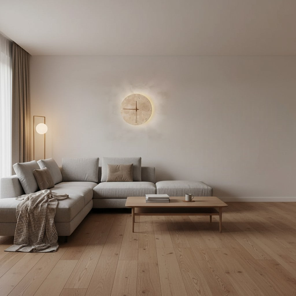 Secunda | Moderne Marmor LED Wanduhr 23 cm