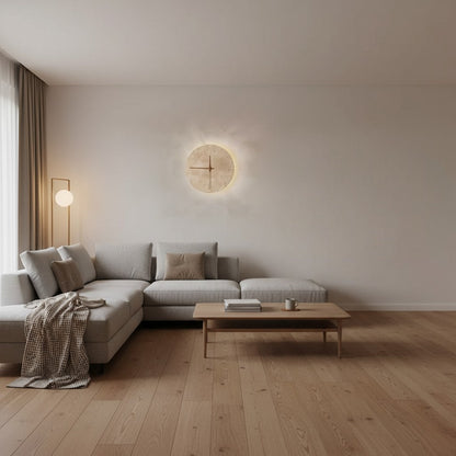 Secunda | Moderne Marmor LED Wanduhr 23 cm