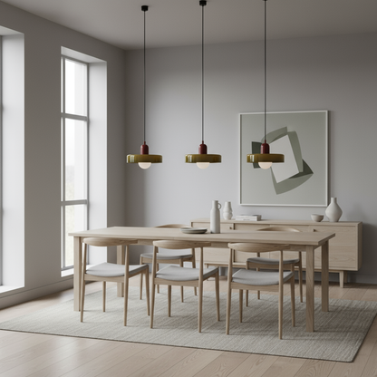 Bauhaus Pendelleuchte aus Farbglas