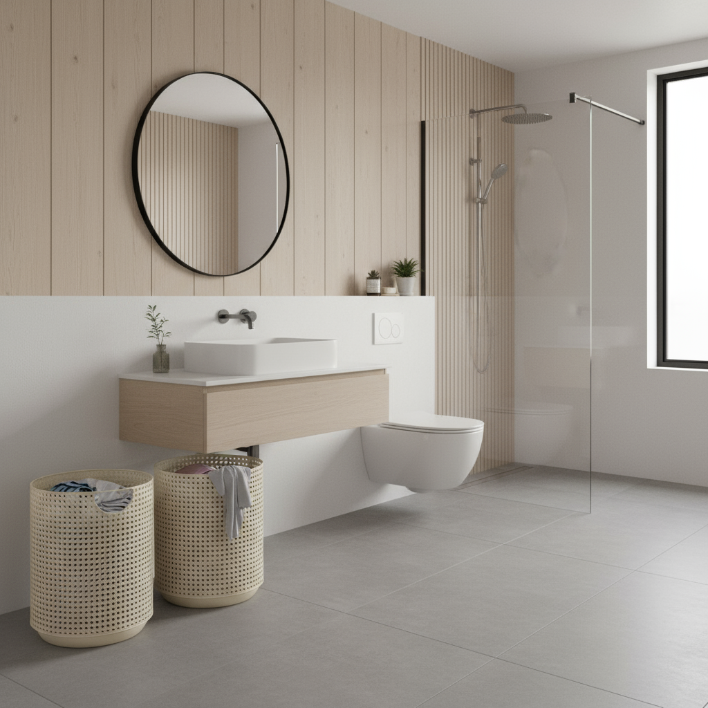 Nordic Aufbewahrungskorb | Moderner Wäschekorb aus Metallimitat