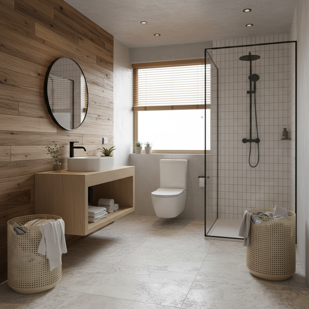 Nordic Aufbewahrungskorb | Moderner Wäschekorb aus Metallimitat