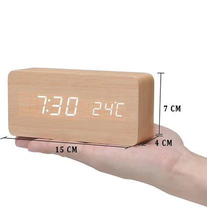 TimberGlow LED Wecker – Digital &amp; Stilvoll im natürlichen Holzdesign