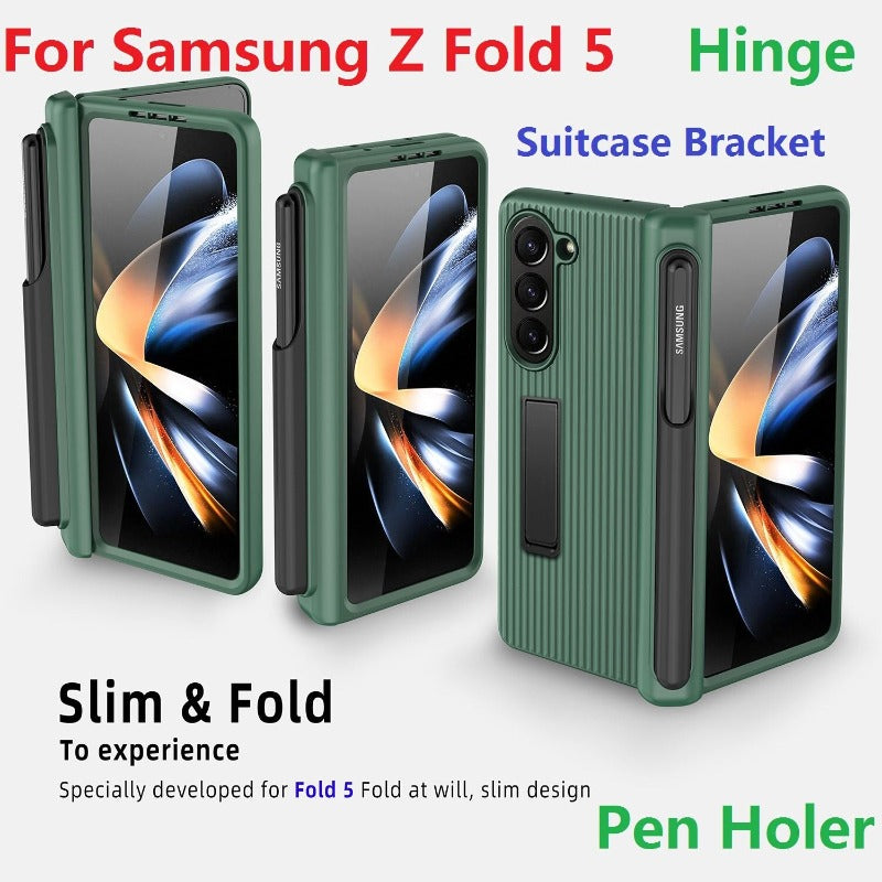 Kofferscharnier-Telefonhülle mit Panzerhalterung für Samsung Galaxy Z Fold 5