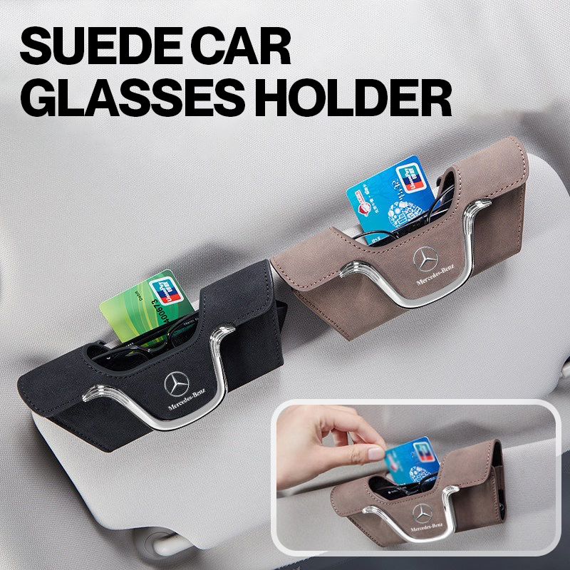 Multifunktionaler langlebiger Leder tragbarer Wildleder Auto Karten- &amp; Brillenhalter