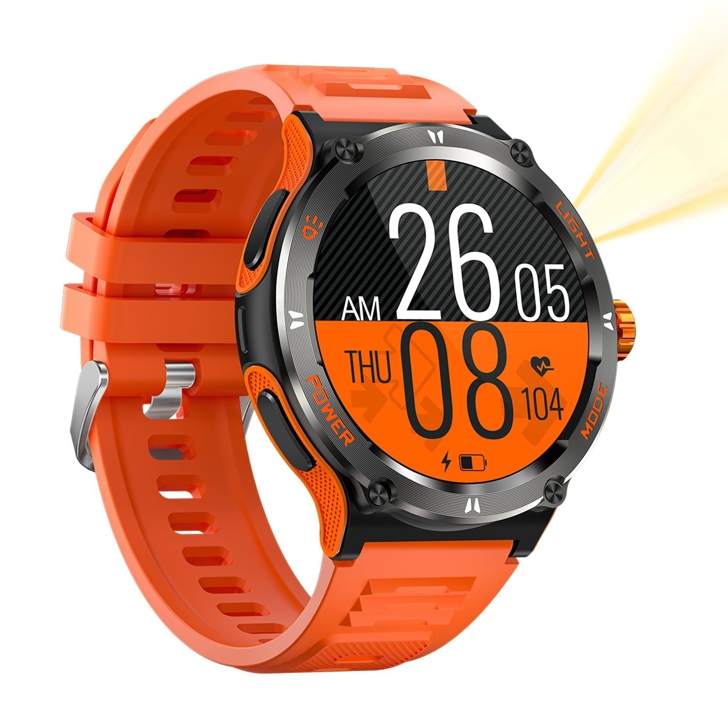 Zelara Smartwatch mit Taschenlampe Herzfrequenz Blutdruck Kompass 100+ Sportmodi