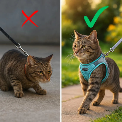 Katzengeschirr mit Leine | Bequem &amp; sicher für Spaziergänge