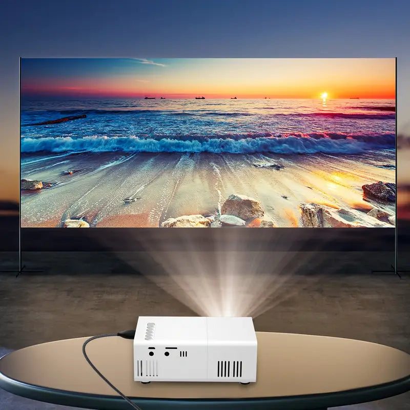 Tragbarer HD Beamer 720P Mini Projektor, HDMI USB Wi-Fi, für iOS Android TV-Stick, integrierte Lautsprecher, kompakt für Zuhause und Reise