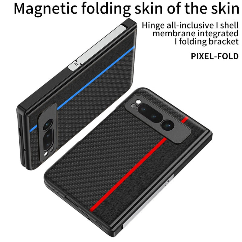 Magnetische Telefonhülle aus Kohlefaser mit Ständer für Google Pixel Fold