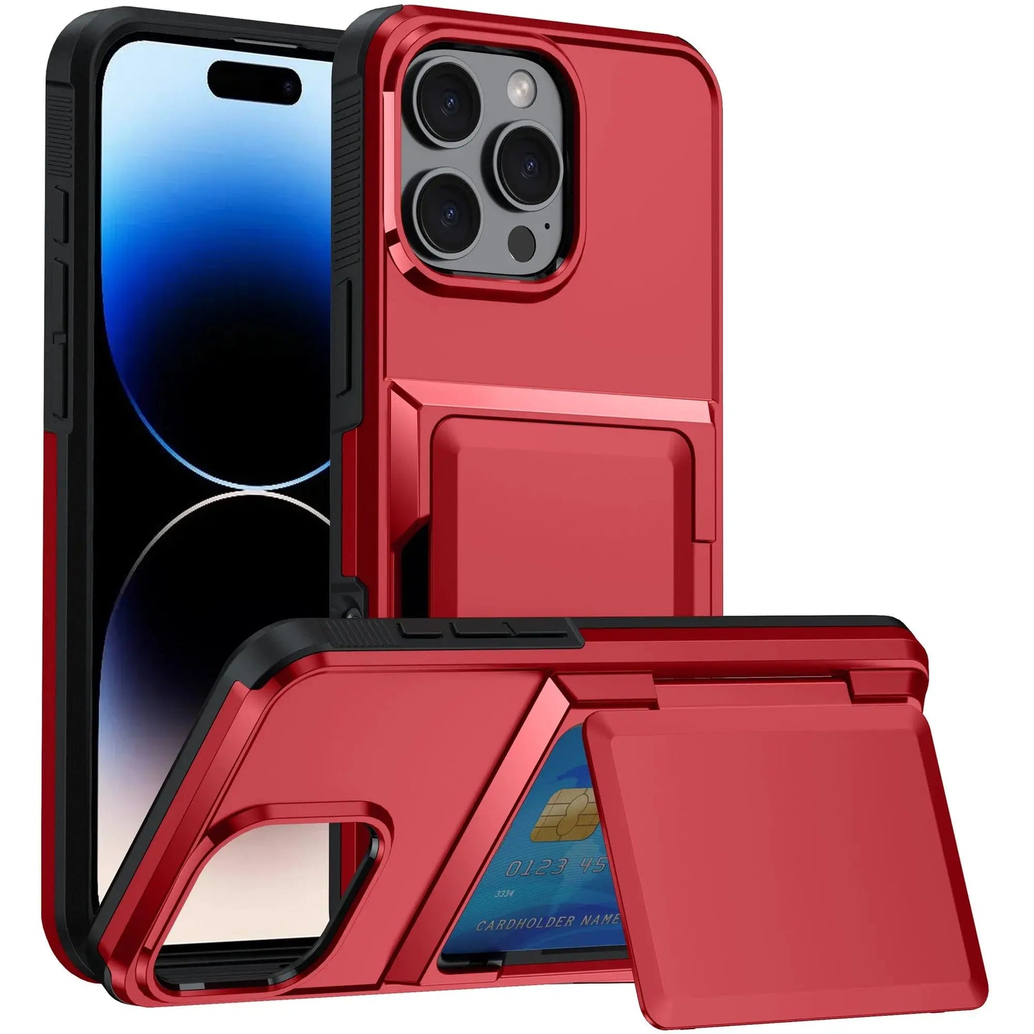 ArmorGuard Wallet Case mit Kartenhalter für iPhone 16 und 16 Pro Max - Stoßfest Schwerlastschutz