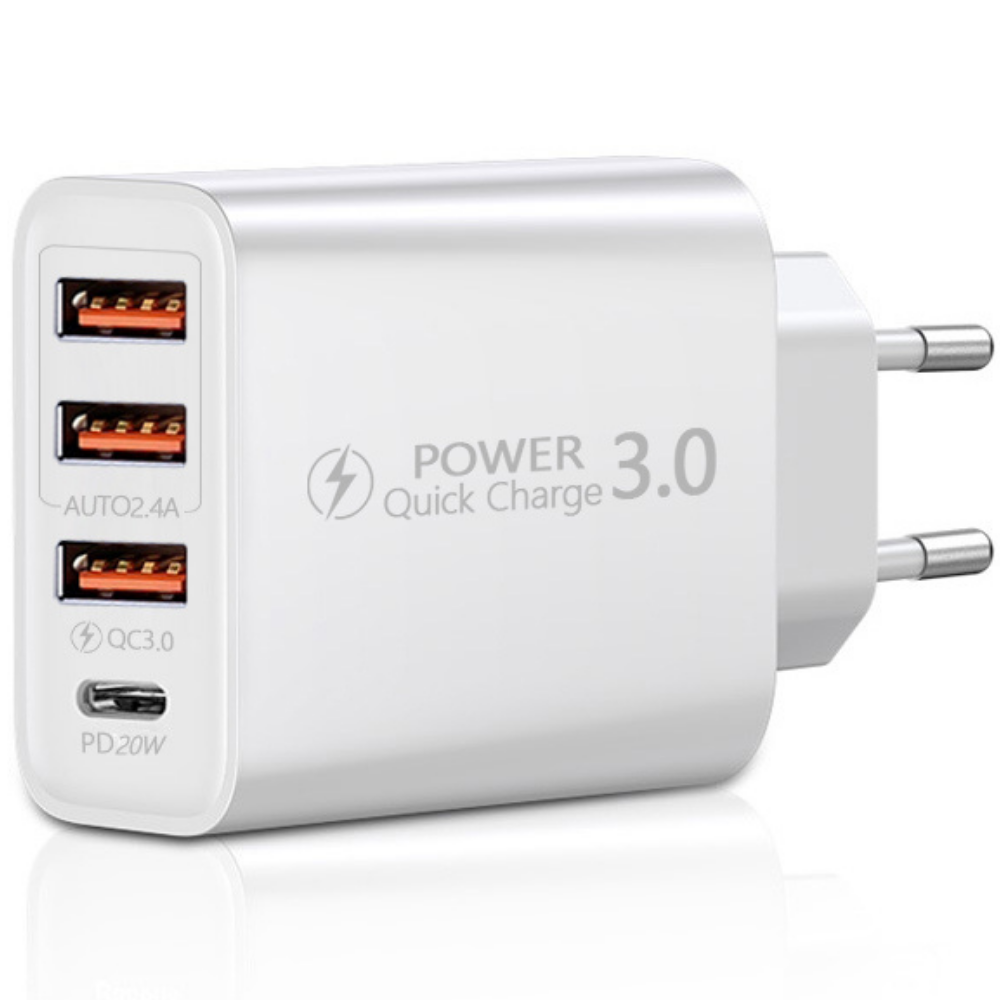 Ladegerät USB C - 60W Power Delivery Schnellladung 3.0 Type-C Netzteil für Smartphones iPhone, iOS, Xiaomi, Samsung, Huawei &amp; Android - Qualcomm Schnellladung mit 3 USB &amp; 1 Type-C Anschluss