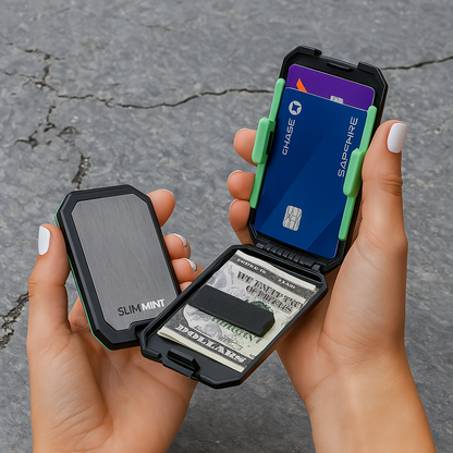 Slim RFID Aluminium Wallet – Auto-Lock &amp; Geldclip