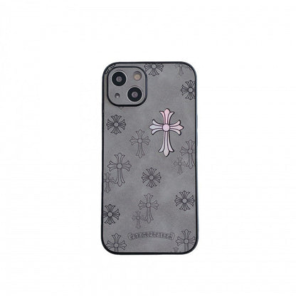 Chrome Hearts Cross Retro Leder Handyhülle für iPhone