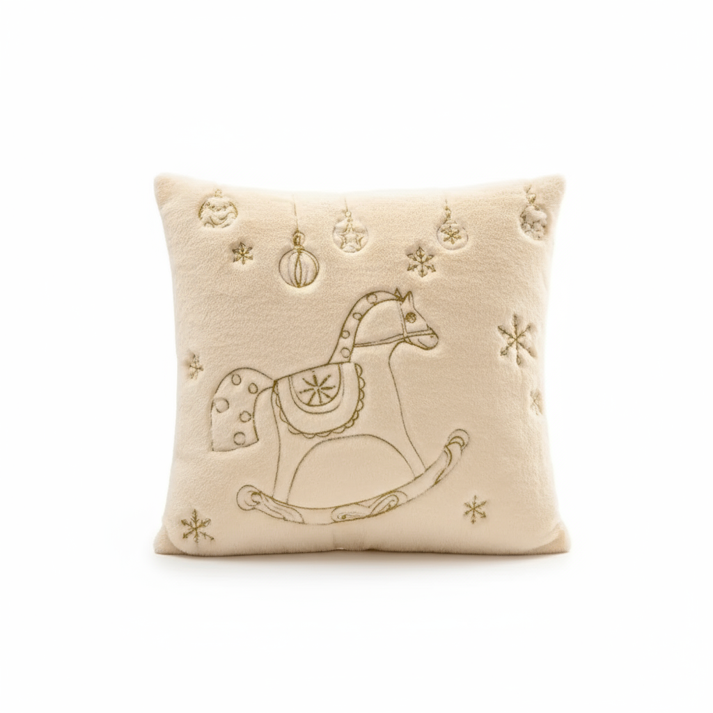 Plüsch Weihnachtskissenbezug | Bestickte Kissenhülle