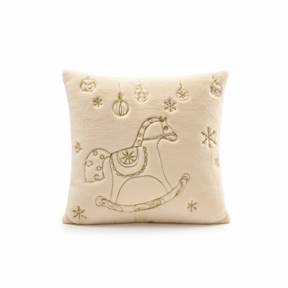 Plüsch Weihnachtskissenbezug | Bestickte Kissenhülle