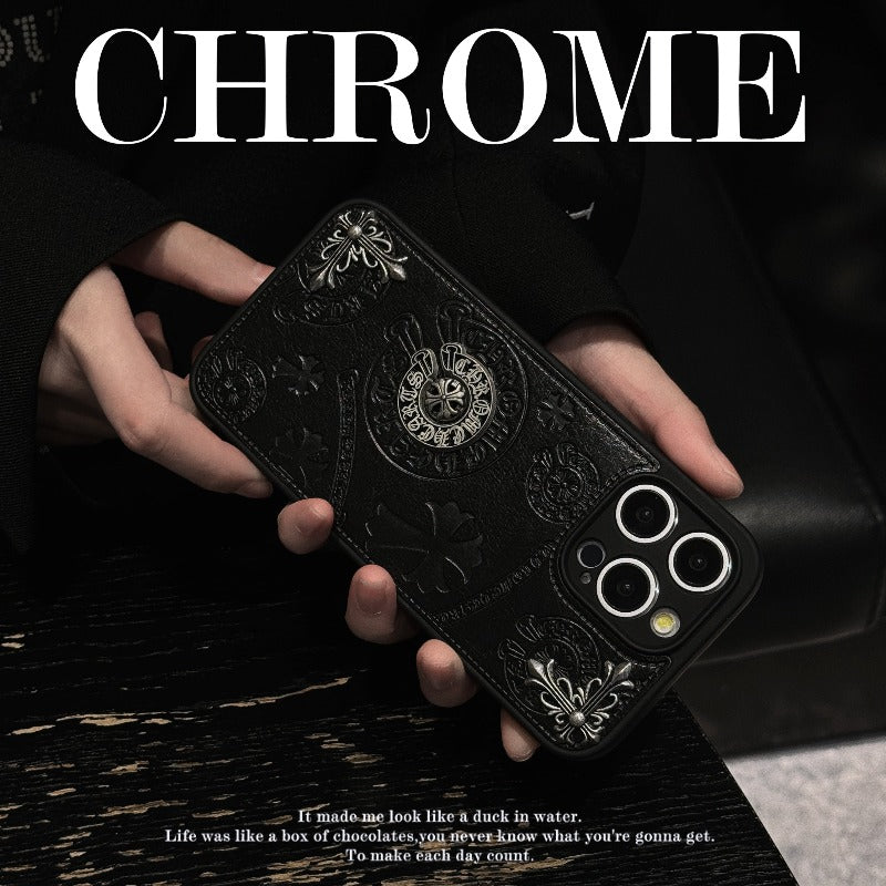 Cross Chrome Hearts Leder Handyhülle für iPhone