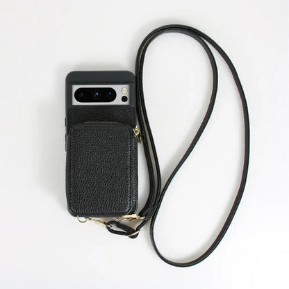 Crossbody Lanyard Wallet PU Leder Handyhülle mit Reißverschluss Geldbörse Kartensteckplatzhalter für Google Pixel 8 7