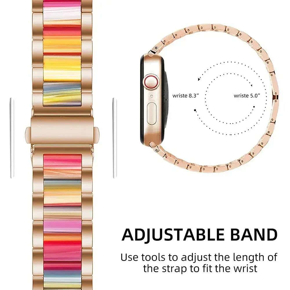 EleganceFit Harz- und Edelstahlband für Apple Watch Series 10 – Luxus-Stil für moderne Frauen