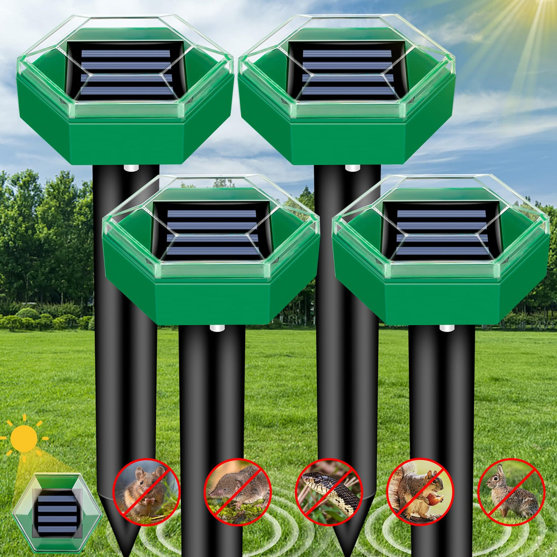 Ultraschall-Maulwurf-Abschreckmittel 4er-Pack
