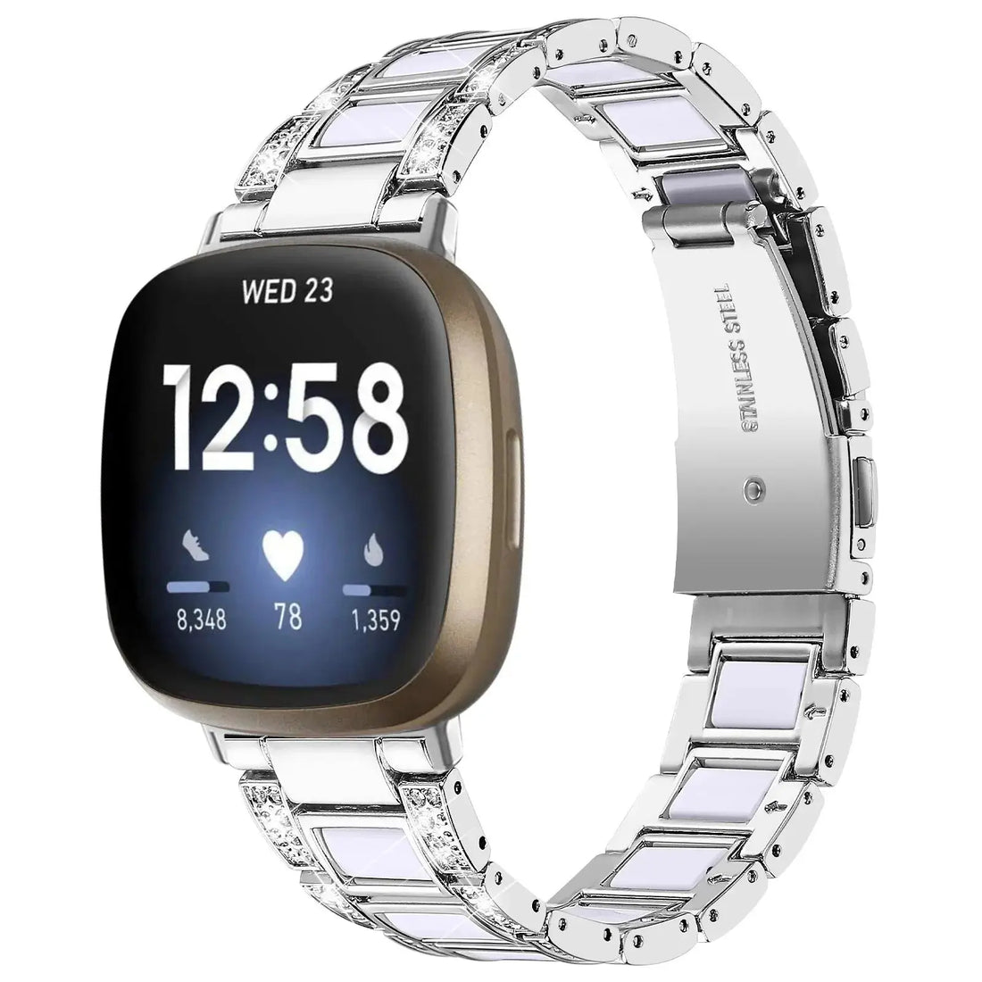 DiamondFlex-Edelstahlarmband für Fitbit Versa 3/4 und Sense 1/2