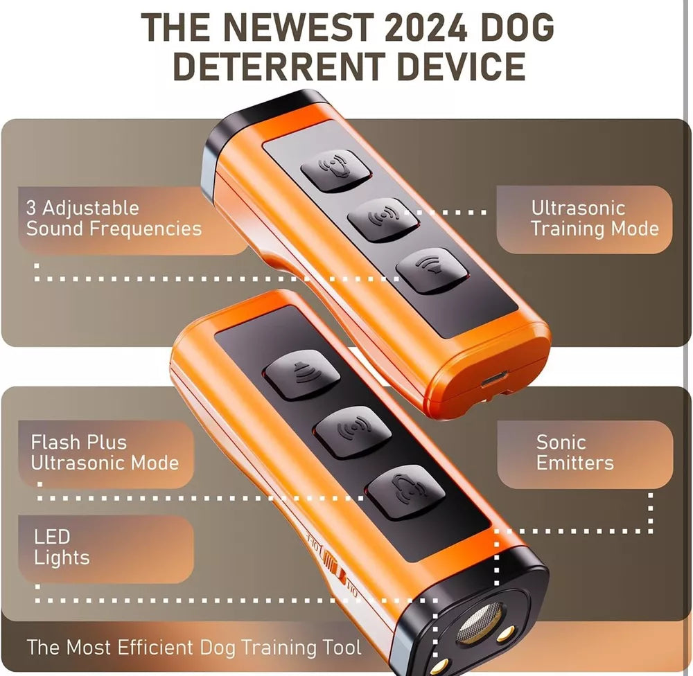 Ultraschall Hundebellkontrollgerät, tragbar, sicher, bis 7,5 m Reichweite, mit Stroboskop &amp; Taschenlampe