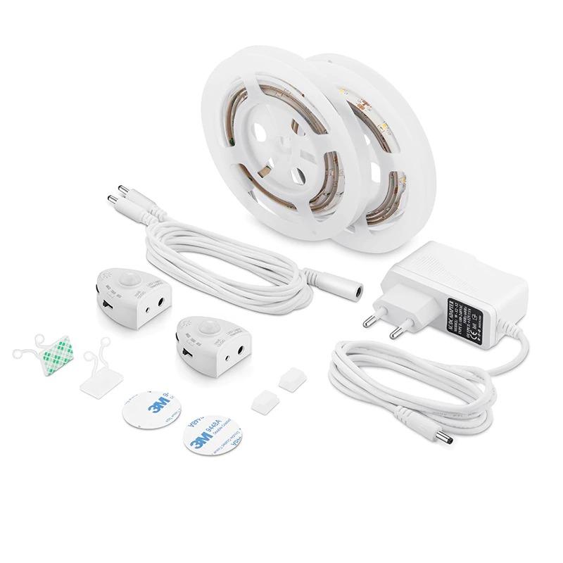 Wasserdichte LED-Bettbeleuchtung mit Bewegungsmelder, dimmbar 1,2m Warmweiß, automatische Ein/Aus-Schaltung, für Einzel- und Doppelbett