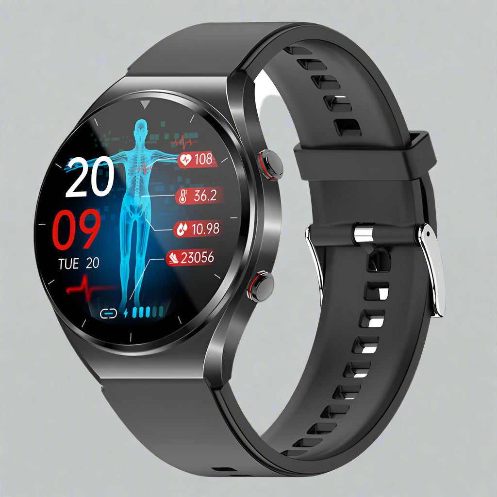 GlucoGuard™ | Blutzucker- &amp; Blutdruckmessgerät Smartwatch | EKG, HRV, Herzfrequenzüberwachung für Gesundheitsmanagement