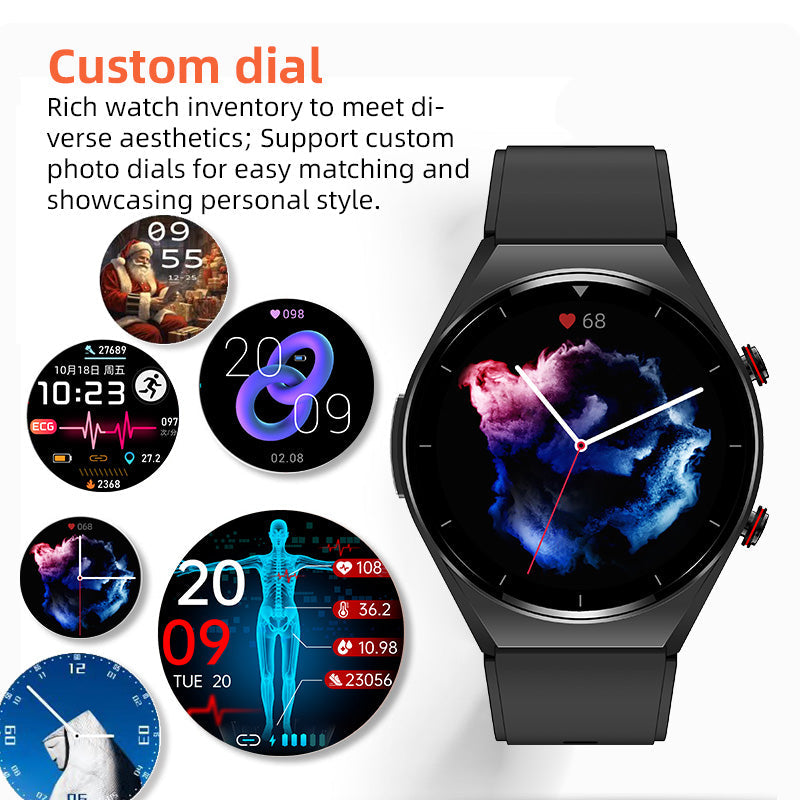 Eintasten Blutdruck ECG/EKG HRV Herzfrequenzmonitor Gesundheits-Smartwatch