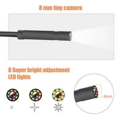 1080P HD 4.3 Zoll LCD Handheld-Endoskop, IP67 wasserdicht, 8mm Kamera mit 8 LEDs (5M weichem Kabel)