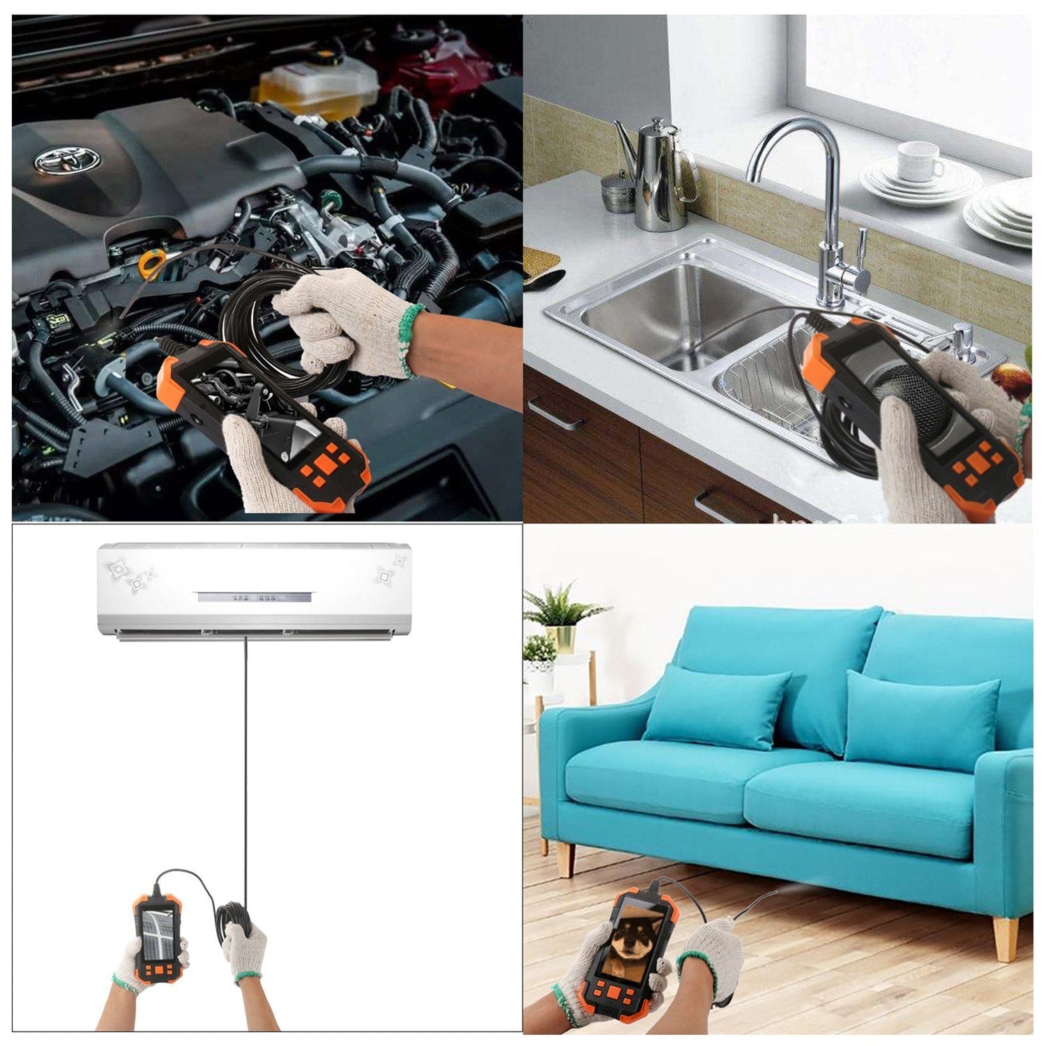 4.3 Zoll 1080P Industrie-Endoskop - 5.5mm Linse, semi-rigides Kabel, IP67 wasserdicht, LED-Licht, TF-Kartensteckplatz - Ideal für Auto-Reparatur &amp; Rohrinspektion