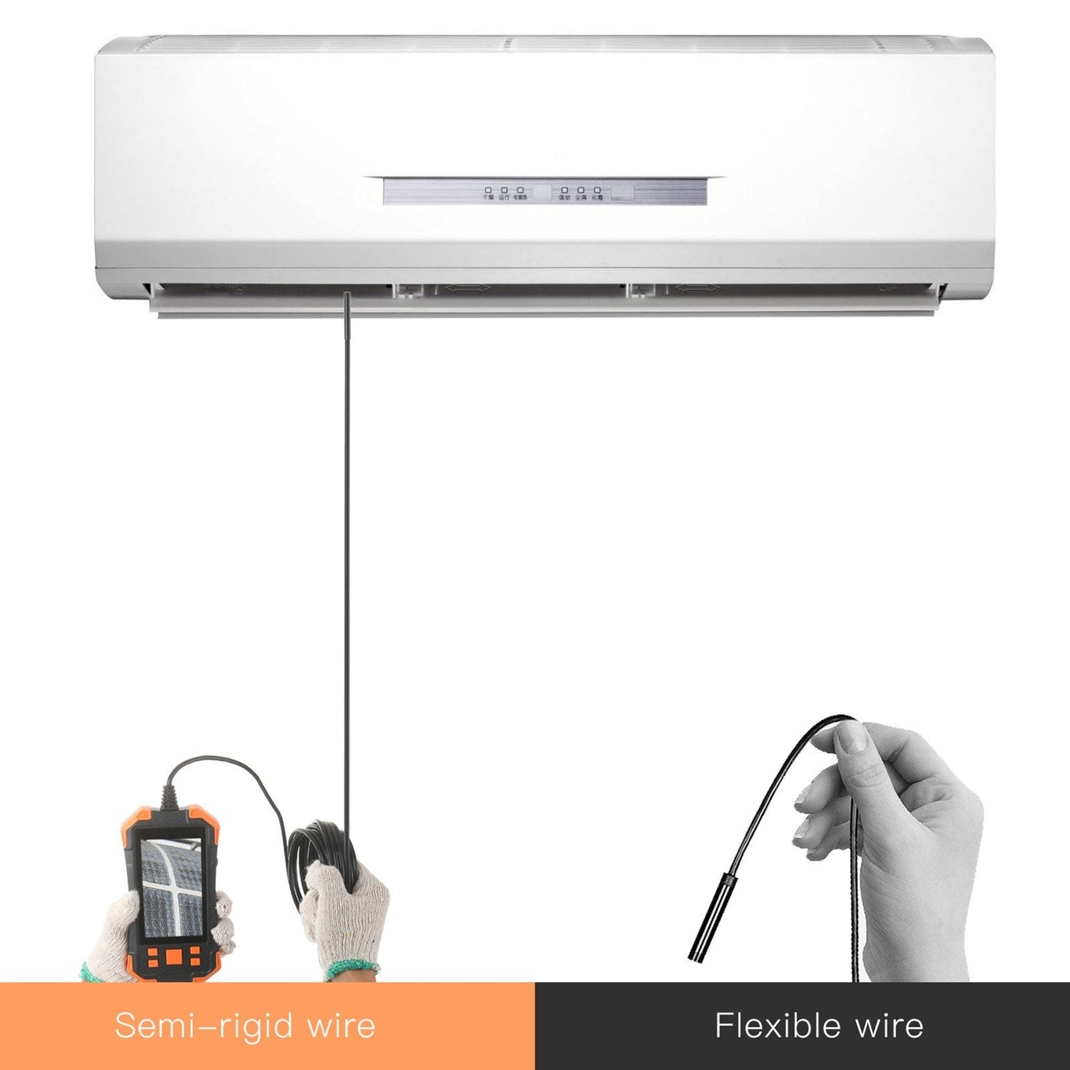 4.3 Zoll 1080P Industrie-Endoskop - 5.5mm Linse, semi-rigides Kabel, IP67 wasserdicht, LED-Licht, TF-Kartensteckplatz - Ideal für Auto-Reparatur &amp; Rohrinspektion