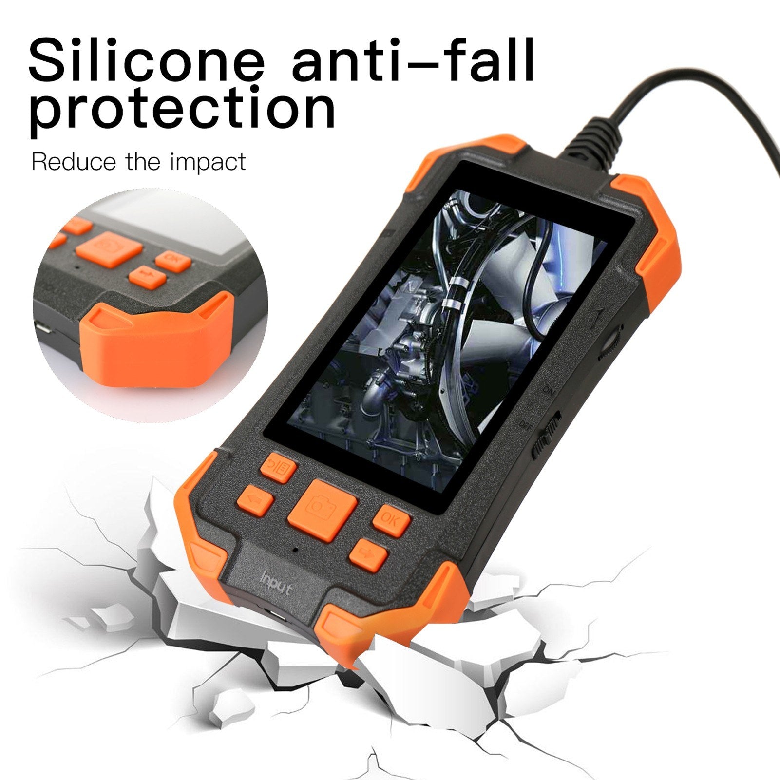 4.3 Zoll 1080P Industrie-Endoskop - 5.5mm Linse, semi-rigides Kabel, IP67 wasserdicht, LED-Licht, TF-Kartensteckplatz - Ideal für Auto-Reparatur &amp; Rohrinspektion