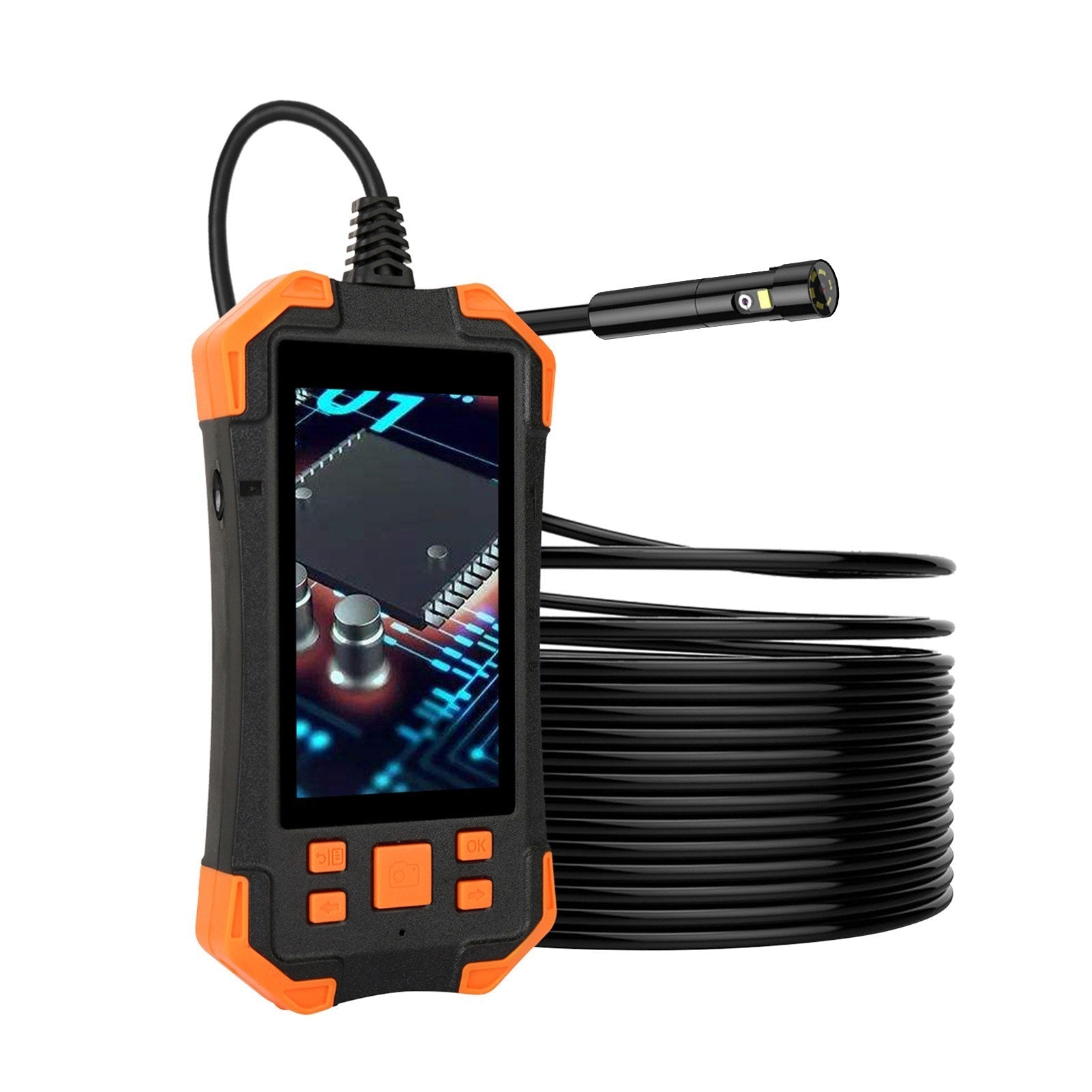 4.3 Zoll 1080P Industrie-Endoskop - 5.5mm Linse, semi-rigides Kabel, IP67 wasserdicht, LED-Licht, TF-Kartensteckplatz - Ideal für Auto-Reparatur &amp; Rohrinspektion