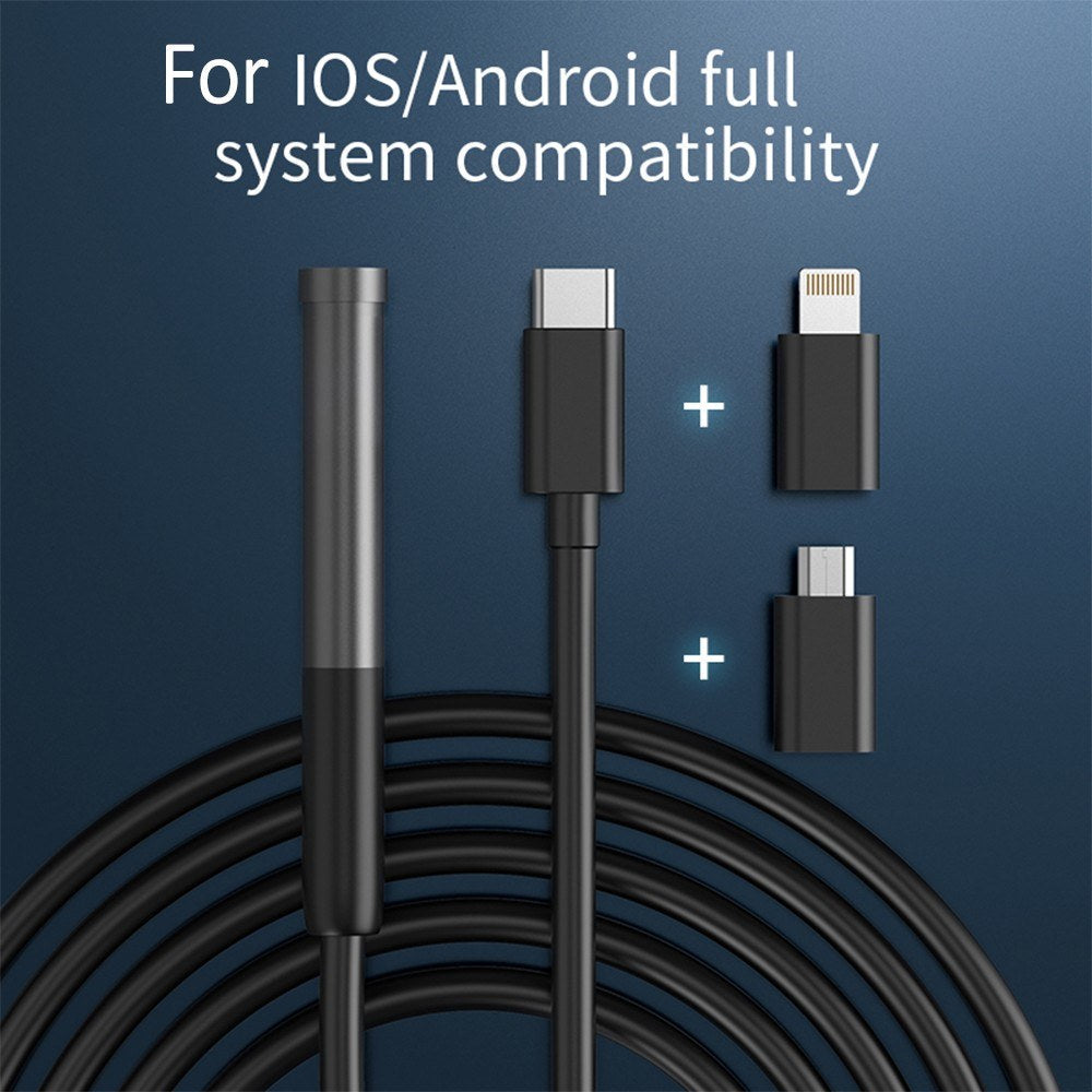 Type-C Endoskopkamera 7,9 mm mit einstellbarem LED, IP67 wasserdicht für Android-iOS-Geräte
